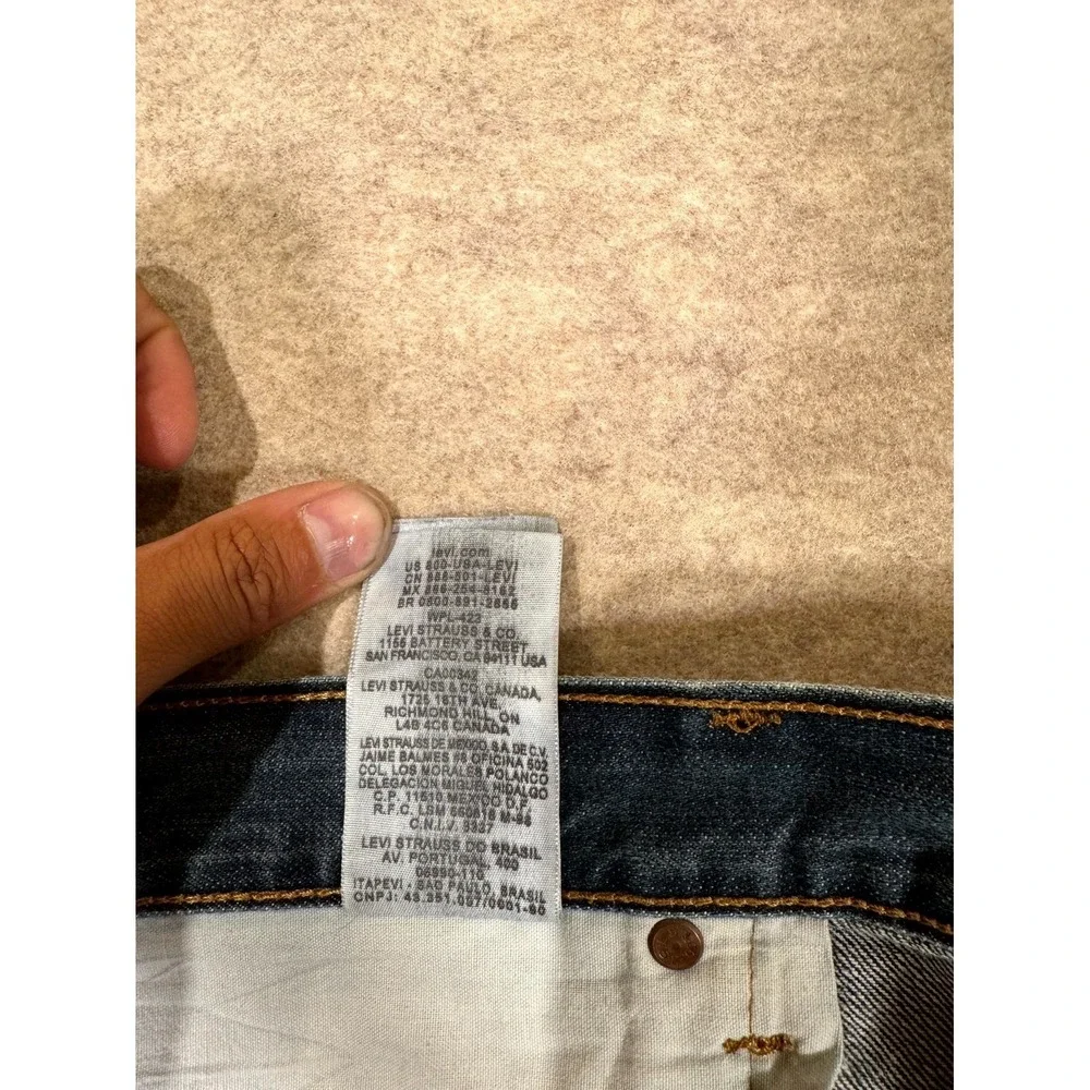 Levis 501 Original Jeans Men 42x30 Blue Whiskering Denim Button Fly Straight Leg